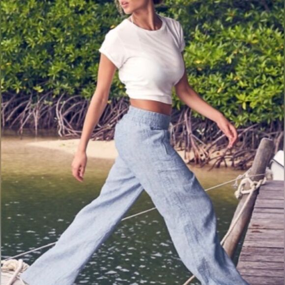 ATHLETA Cabo Linen Wide Leg Pant. 14  NWT - Picture 4 of 7